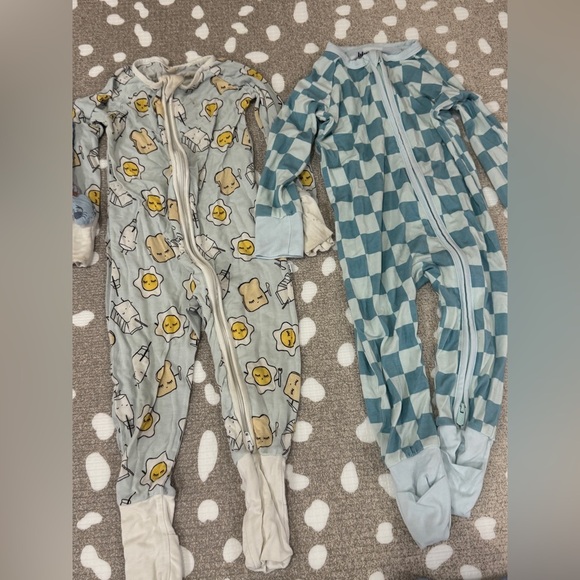 Lot of 6 bamboo footies shortie romper onesie baby boy checkered dogs animals - Picture 5 of 14